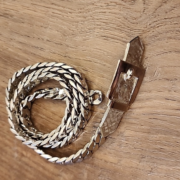 Vintage Accessocraft Belt Silver 80s Coil Chain Hook Closure No Stretch… - Picture 7 of 7